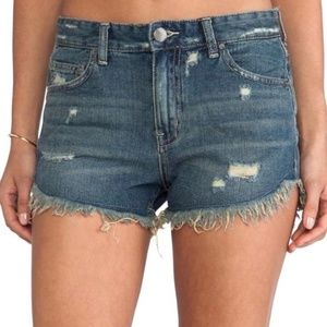 Free People Sharkbite Hem Denim Shorts